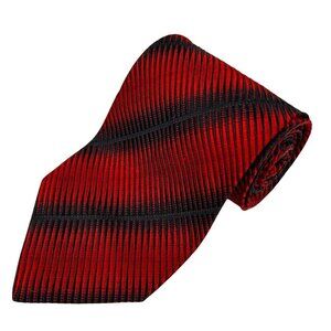 Fratelli Men's Red Black Italy Striped Silk Tie